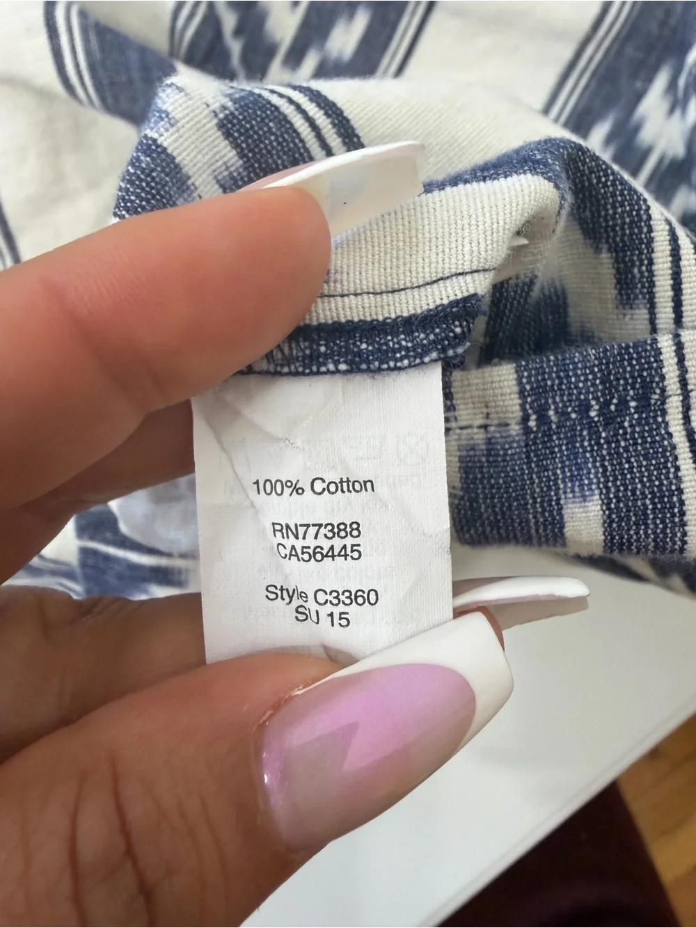 J.Crew Blue & White Ikat Print Rope Strap Tank Top - Picture 6 of 9